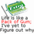 Pixelated green fish with white eyes and a gray tail fin, above red text reading 'Pack of Gums!' on a white background.