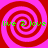 Four identical red and pink spiral patterns arranged in a with green text reading "live @ love" overlaid on each spiral
