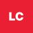 Red square background with white pixelated letters 'LC' centered in the middle.