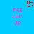 A static pixel art image with a bright blue background, featuring a red pixelated heart symbol at the top center and two identical pink text blocks below it.