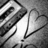 Black-and-white animated icon with metallic cassette tape and heart symbols, text 'Love' appears in later frame.
