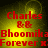 Red text on a yellow gradient background with black edges, displaying 'Charles & & BhoomikaBhoomika Forever xForever x' in four identical