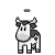 A 4x3 contact sheet of pixelated cow animation frames showing sequential mouth and text changes against a gray background.
