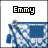 Pixelated blue and white patterned bag with diagonal strap, labeled 'Emmy' in black text above.