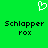Green background with white pixelated heart symbol above two identical text blocks reading "Schlapper rox" in black pixelated font.