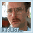 pixelated character portraits with changing text overlays, each showing a man in glasses and mustache against blurred background