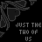 identical pixel art icons featuring 'JUST THE THO OF US' text with rainbow and multicolored elements on a dark background