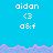Pixelated blue background with pink and purple wave-like border, displaying repeated text 'aidan', '<3', and 'a&f' in white, with a gray rectangular overlay on the right side.
