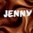 Two identical animated frames showing the name "JENNY" in white block letters over a brown fabric background with visible folds and texture.