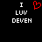 Black background with white text 'I LUV DEVEN' and a red pixelated heart symbol above the left 'LUV'.