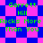Green text reading "Garrett Hill Rocks More Than You" on a blue and pink checkered background with diamond-shaped patterns.