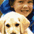 Pink background with white text promoting AnimalSavingsClub.com, featuring a small photo of a person and dog in the top-left corner.
