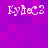 Four identical pixelated text strings 'KyIeC3' on a purple background, each with white and pink lettering