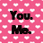 Pink background with white heart pattern and black text fragments scattered across the image.