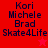Red background with dark blue text listing names and a phrase, featuring two star symbols in different positions across frames.