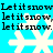 Pixelated text and snowflake icons on a cyan background with repeated 'Let it snow' phrases.