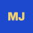 Yellow 'MJ' letters on solid blue background with pixelated edges and slight transparency effect.