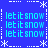 Blue background with repeated cyan text 'let it snow' in four quadrants, white dashed lines and star shapes forming a pattern
