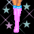 A 4x3 contact sheet of pixel art frames showing a blonde cartoon girl in various poses and text variations against a black starry background with pink neon "BABY GIRL" text.