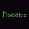 Green text on black background reads 'hooits Are a virus' next to a person with long hair, sunglasses, and a headband against a matrix-style code backdrop.