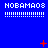 Blue background with repeated white text 'NOBAMAO8' and dotted lines, animated red plus and X symbols appear and disappear across frames.