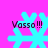 A static image with four identical cyan snowflake icons on a bright pink background, each displaying the text "Vassa!!!" in dark purple pixelated font.
