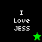 A split-screen graphic with four quadrants displaying 'I Love JESS' text and star symbols on black and green backgrounds.