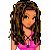 Pixelated cartoon character with long brown hair wearing pink crop top and white pants, accompanied by text "Brunettes are the best!" on a transparent background.