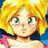 A pixelated anime-style character with blonde hair and blue eyes appears on the left side of a contact sheet, while the right side displays stylized text "Anime IM" and "COM" against a black background.