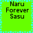 Bright green background with cyan pixelated border, four identical text blocks reading "Naru Forever Sasu" in black font arranged in a