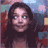 A pixelated image of a person with long dark hair in three sequential poses showing facial expressions and hand gestures against a colorful background.