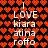 A static image with a repeating pattern of red hearts on black background, overlaid with white text reading 'I LOVE kiaratina roffo' in multiple