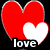 Two side-by-side pixelated heart icons with text labels, one red and white, the other pink and black.