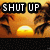 Animated sequence showing palm trees against a sunset with changing text overlays and a grayed-out section.