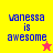 Four display "vanessa is awesome" text with a star icon; yellow and orange backgrounds alternate, stars change color from pink to yellow