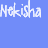 A 4-frame animated contact sheet showing variations of 'Nekisha' text and heart symbols in white and pink on a blue background, with frame-to-frame color changes between white and pink elements.