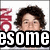 Pixelated image with red stylized text, a person's headshot, and bold black-and-white block letters.
