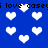 Blue background with white pixelated hearts and repeated black text reading "i love casey" in two horizontal bands.