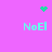 Pixelated cyan text 'NoEl' on bright pink background with green pixel clusters and heart shape.
