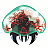 Pixelated static icon of a red and black creature with multiple tentacles inside a green-tinted transparent bubble on white background.