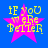 Four identical pixelated images of a pink star with yellow text on a blue background, arranged in a