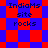 A static pixel art image with red and blue checkered patterns and repeated text "Indians site rocks" in dark blue font.