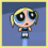 Pixelated cartoon character with blonde pigtails and large blue eyes, shown in multiple expressions against a dark blue background.