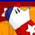 Pixelated cartoon character in red and white outfit with star, lying on side against blue and yellow background; repeated text 'spittin TEDDY GRAHAMS' in blue and white lettering.