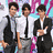 Static 48x48 pixel icon showing three men in formal attire against a colorful gradient background with visible dithering and pixelation.