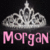 Pixelated static icon featuring a silver crown above pink text reading "Morgan" on black background.