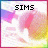 Pixelated image with text fragments across four , featuring pink and purple cloud-like shapes on a white background with a rainbow border