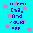 A static image with a bright cyan background featuring pink stars and repeated blue text listing names.