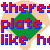 Pixelated red text with blue outlines overlays a green circular shape on a light beige background.