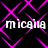 A static image with a black background featuring repeating pink diamond-shaped lines and four instances of the text 'micalia' in white lowercase letters.